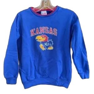 Youth Large Kansas Jayhawks Graphic Double Crew Neck Sweatshirt Youth Large